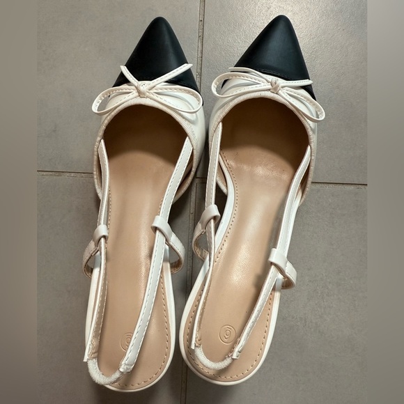 Coutgo Women‘s Bow Tie Slingback Pumps Pointed Toe Kitten Low Heel - Picture 10 of 12